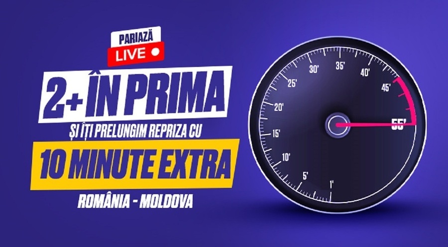 România - Moldova: Extratime pentru extra şanse de câştig! Pariază LIVE 2+, iar prima repriză are 55 de minute, pe Mozzart Bet