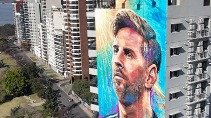 O pictură murală cu Lionel Messi, restaurată la Rosario 