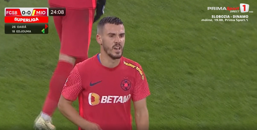 VIDEO | Răzvan Oaidă, schimbat după doar 25 de minute din FCSB - CS Mioveni