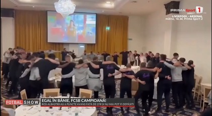 VIDEO | FCSB şi-a păstrat „coroana” de campioană a României şi a dat drumul la sărbătoare! Imagini de colecţie din hotelul unde sunt cazaţi „roş-albaştri”