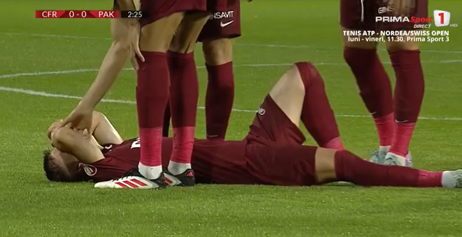 VIDEO | Început nefast pentru CFR cu Paksi! Lindon Emerllahu s-a accidentat în secunda 30 şi a trebuit schimbat