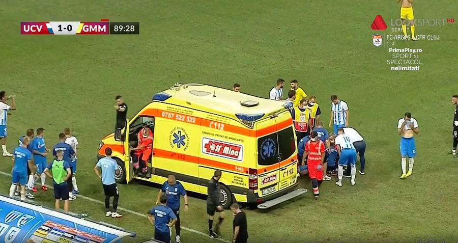 Alex Mateiu a suferit o accidentare groaznică în meciul cu Gaz Metan. Screciu: "Are doi dinţi rupţi" VIDEO