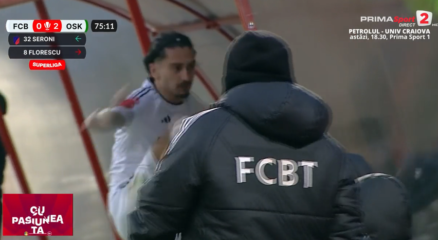 VIDEO | Eduard Florescu, ieşire necontrolată după ce a fost schimbat! A înjucat şi a spart banca de rezerve 