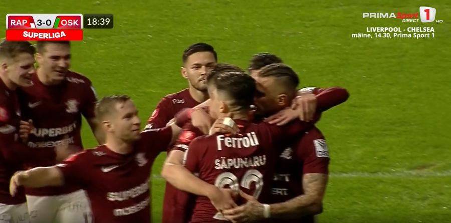 VIDEO | Dugandzic, eroul Rapidului în meciul cu Sepsi: hat-trick în doar 13 minute!