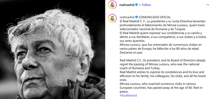 Atât de MARE a fost Mircea Lucescu! Real Madrid, postare în memoria antrenorului român! 