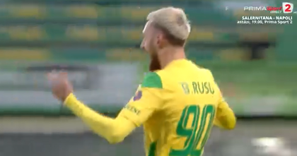 VIDEO ǀ Pus pe liber de FCSB, Rusu a avut nevoie de doar 10 minute pentru a marca, după ce a revenit la Mioveni