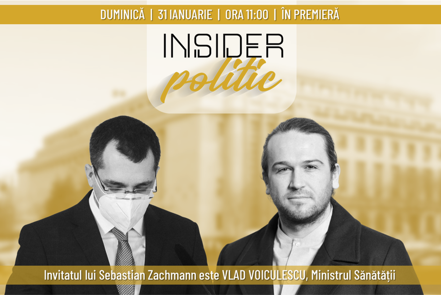 Primul invitat al emisiunii "Insider politic" va fi Vlad Voiculescu, Ministrul Sănătăţii

 