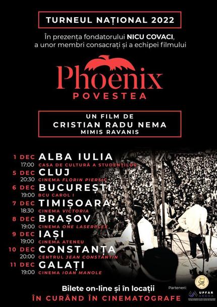 Filmul „PHOENIX – Povestea” va fi prezentat într-un turneu naţional în luna decembrie, în prezenţa membrilor emblematici şi a echipei filmului