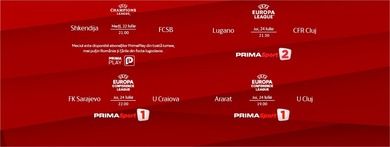 Prima Sport difuzează meciurile echipelor româneşti din Europa League şi Conference League