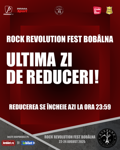 Prinde reducerile la biletele pentru Rock Revolution Fest Bobâlna!