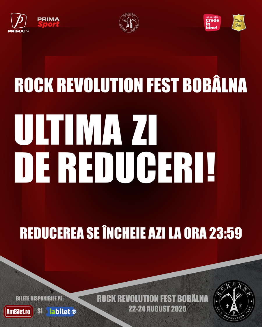 Prinde reducerile la biletele pentru Rock Revolution Fest Bobâlna!