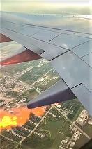 Motorul unui avion plin cu pasageri a luat foc în zbor