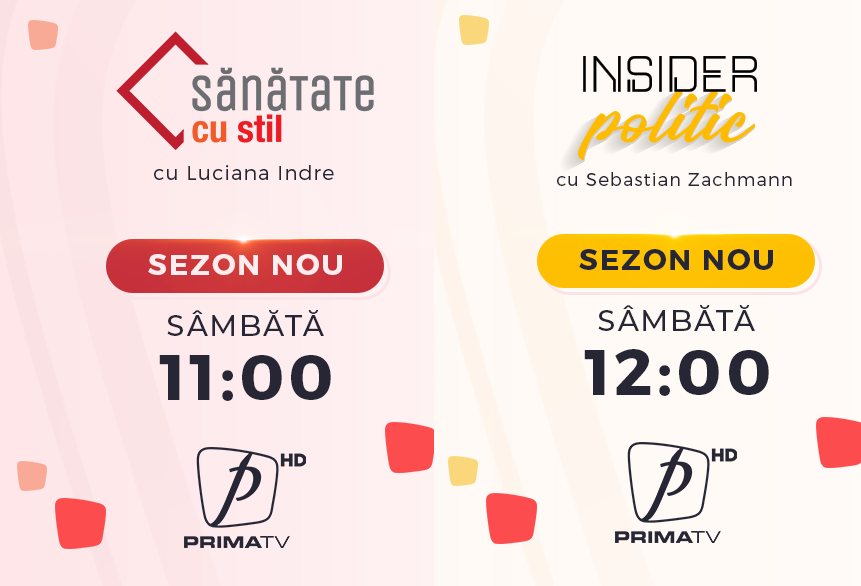 Emisiunile SĂNĂTATATE CU STIL şi INSIDER POLITIC revin la PRIMA TV cu sezoane noi