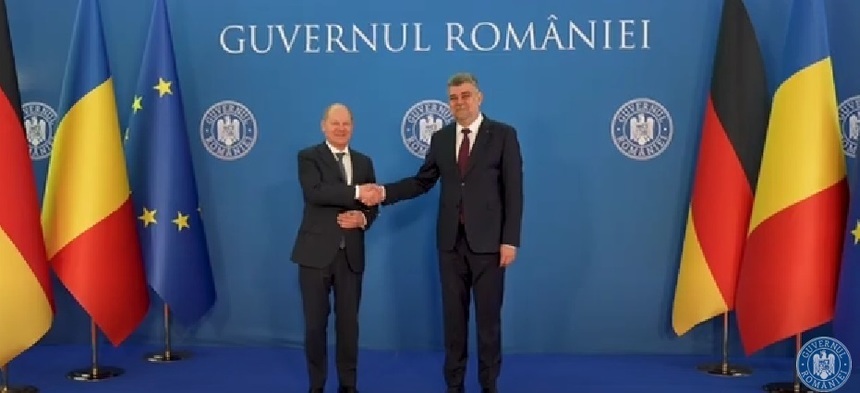 VIDEO. Premierul Marcel Ciolacu s-a întâlnit sâmbătă cu Olaf Scholz, cancelarul german