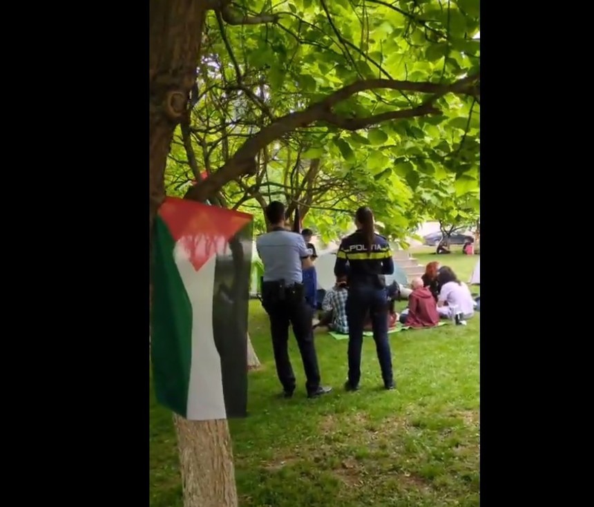 VIDEO. Tabără pro-Palestina la rectoratul Universităţii Bucureşti, după modelul celor din Statele Unite 