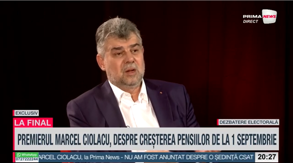 VIDEO. Premierul Romaniei, la Prima News: Vor creşte pensiile de la 1 septembrie?