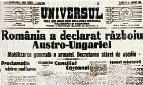 14 august 1916: România intră în Primul Război Mondial