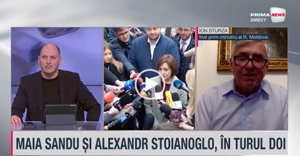 VIDEO. Ion Sturza, fost prim-ministru al R. Moldova, la Prima News: Maia Sandu va câştiga alegerile cu ajutorul electoratului lui Usatâi