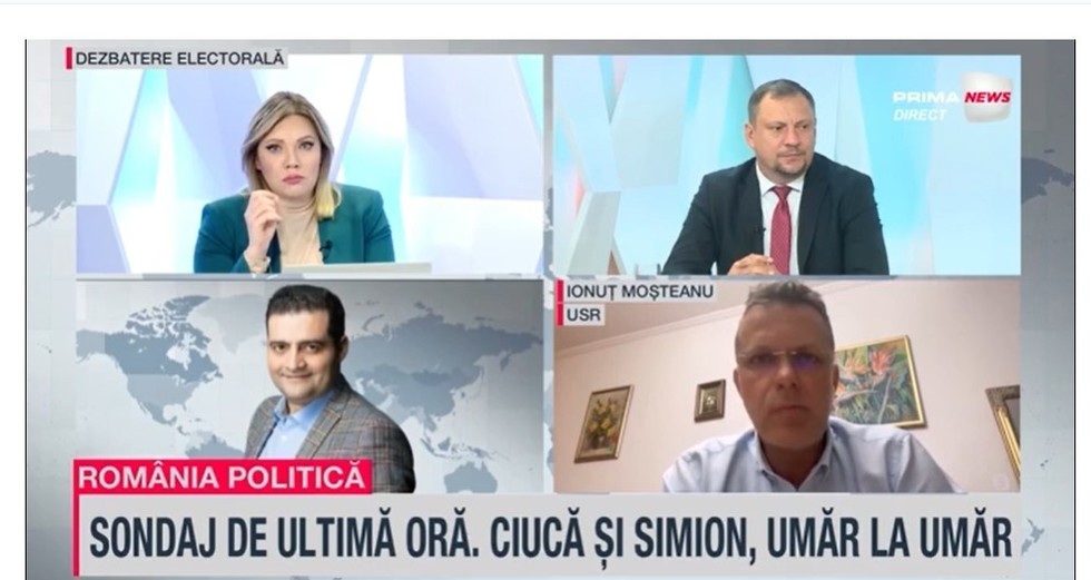 VIDEO. Sondaj de ultimă oră realizat de CURS. Tănase Stamule (PNL), Ionuţ Moşteanu (USR) şi Bogdan Balanişcu (PSD) dezbat rezultatele la România politică 