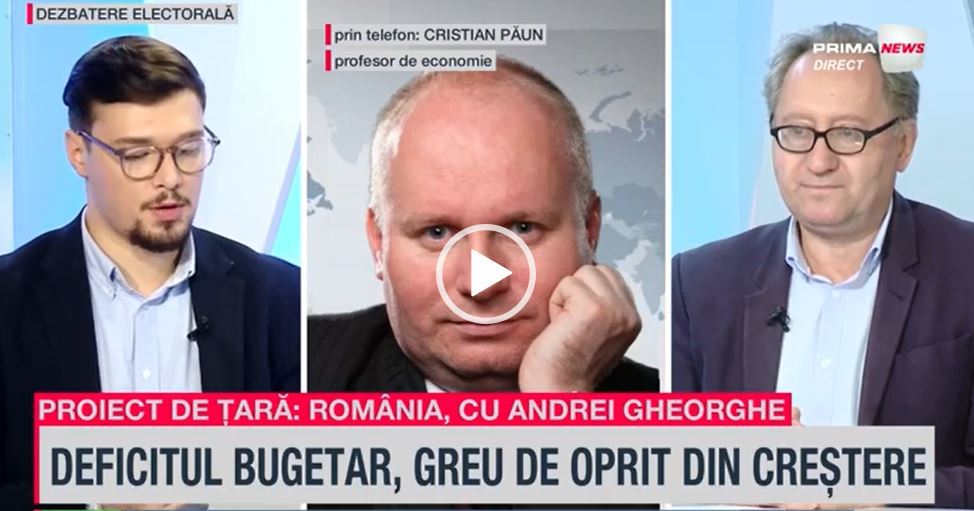 VIDEO. Profesor de economie, la Proiect de ţară: România stă pe un singur picior în privinţa inflaţiei din cauza dezmăţului pe bani publici care există la nivel guvernamental