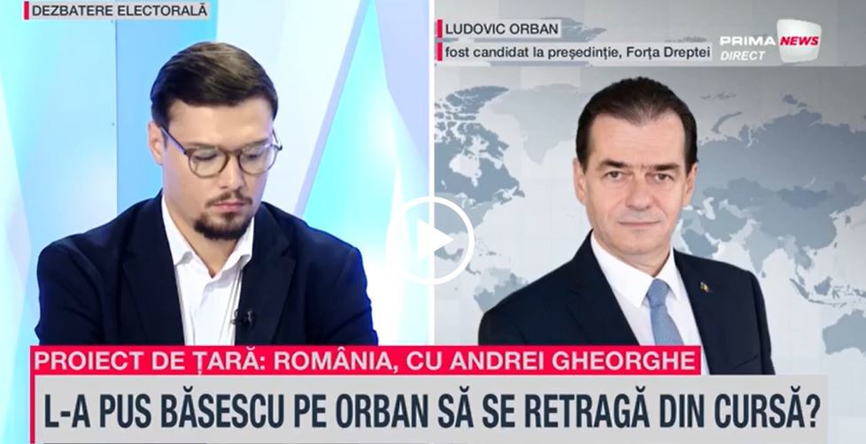 VIDEO. Ludovic Orban, la Proiect de ţară: România, despre motivul retragerii din cursa pentru Cotroceni: Nu accept să fiu iepurele lui Ciolacu