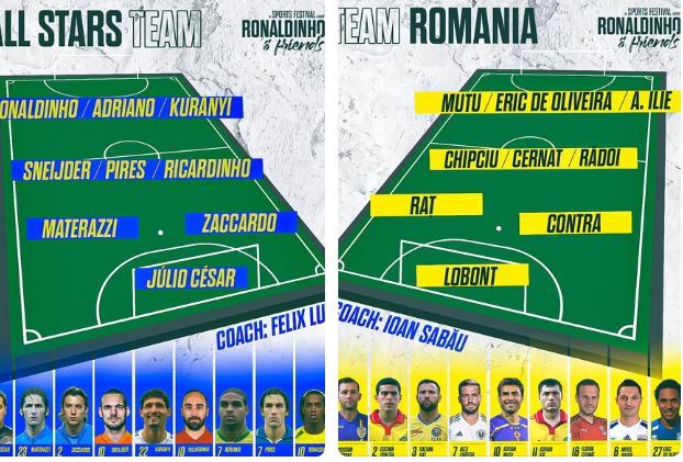 Robert Pires, Eric de Oliveira şi Mirel Rădoi participă la meciul demonstrativ al lui Ronaldinho de la Cluj-Napoca
