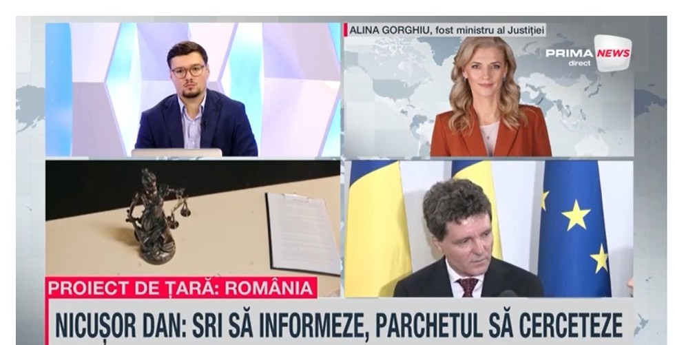VIDEO. Alina Gorghiu, la Prima News: Există două decizii ale CCR care trasează o linie roşie fermă. Serviciile pot să informeze, dar nu să investigheze. E nevoie de cooperare între instituţii, dar doar în limitele legii 