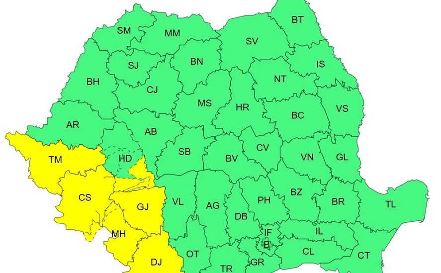 Vreme instabilă până joi seara, în mai multe zone din ţară. ANM a emis avertizări cod galben de precipitaţii