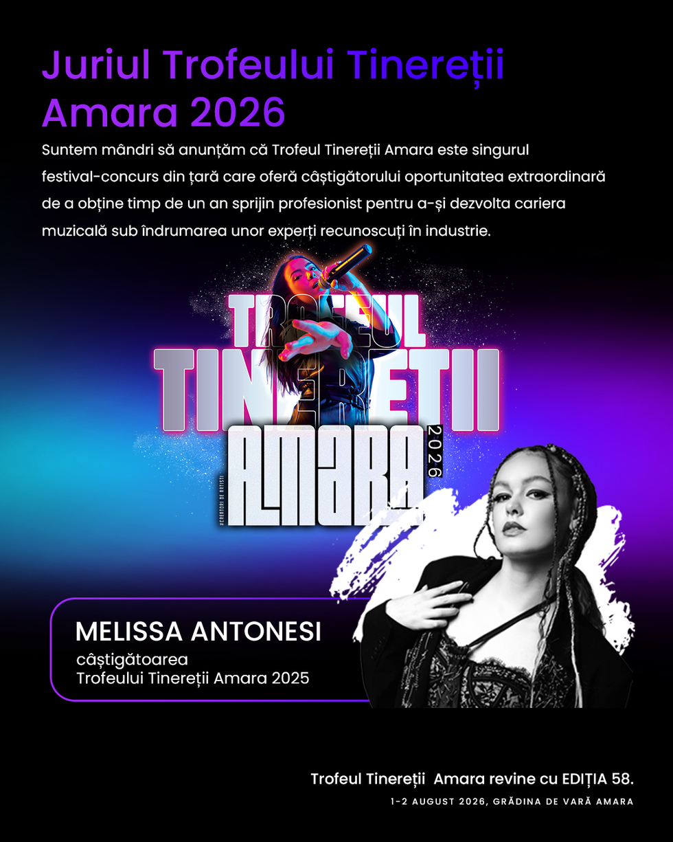 Melissa Antonesi, câştigătoarea Trofeului Tinereţii Amara, ediţia 57, revine anul acesta în festival dintr-o nouă perspectivă, ca membru al juriului