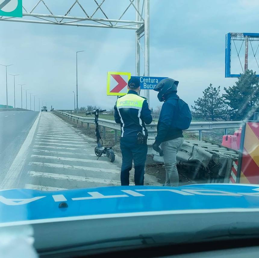 990 de lei amendă pentru un bărbat care circula cu trotineta pe Autostrada Soarelui