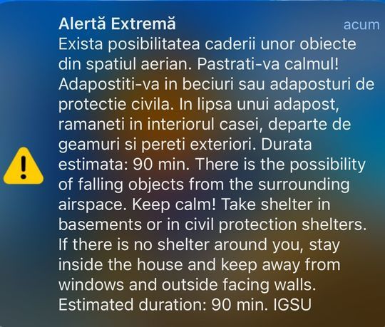 Zece apeluri la 112 din cauza sunetului produs de exploziile de lângă graniţa României. Mesaj RO-Alert emis pentru mai multe localităţi din cauza dronelor