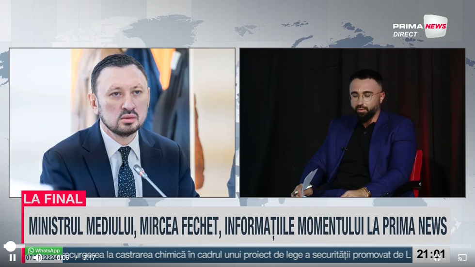 VIDEO - Ministrul Mediului, Mircea Fechet, în direct la Prima News, de pe teren: Estul ar putea fi afectat. Care este situaţia în judeţele ţării aflate sub cod