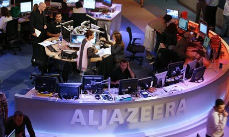 The newsroom at the headquarters of al-Jazeera, in  Qatar.