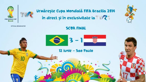 Cupa Mondială: Meciul de deschidere Brazilia – Croaţia a plasat TVR 1 pe primul loc în topul audienţelor. Ratingul partidelor, zilnic pe Paginademedia.ro