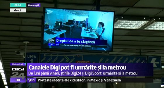 Digi coboară la metrou. Ştirile Digi 24 se vor vedea pe plasmele din staţii