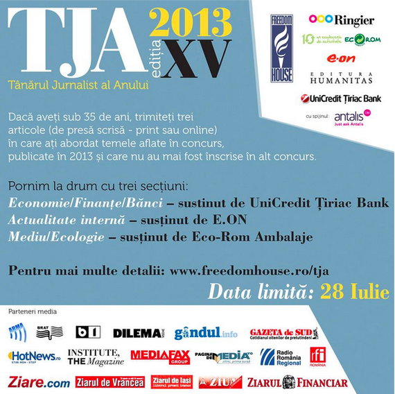 Mai sunt două săptămâni de înscrieri la Tânărul Jurnalist al Anului. 1.000 de euro, premiul pe secţiune