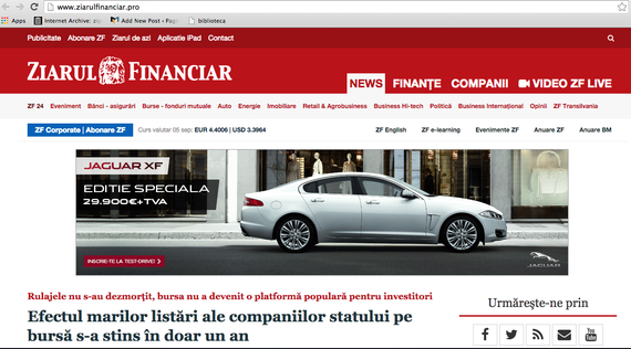 Mediafax Group a lansat versiunea beta a ZF, pe domeniul ziarulfinanciar.pro