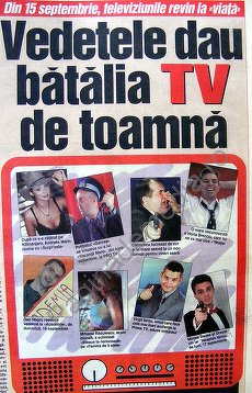DIN ARHIVĂ. Grilele televiziunilor de-acum 13 ani: Brenciu, Badea şi Oreste, emisiuni la Antena 1, Mihaela Rădulescu, la Pro TV