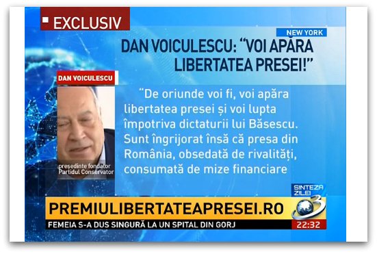 VIDEO. Familia Voiculescu oferă un premiu pentru libertatea presei. Competiţia, lansată de ziua lui Dan Voiculescu