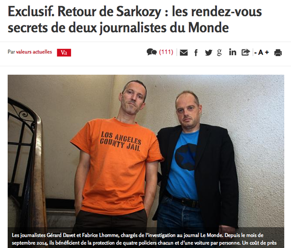 Marile nume din presa franceză se solidarizează, dupa ce un săptămânal a prezentat întâlnirile cu sursele pe care le-au avut doi ziarişti Le Monde care scriau despre Sarkozy