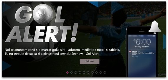 Platforma Seenow a lansat un serviciu prin care iubitorii de fotbal primesc notificări despre goluri