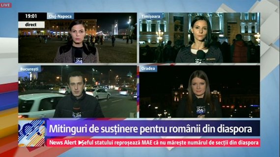 Proteste în toată ţara, dar mai puţin la TV. Antena 3, tendenţioasă. România TV s-a trezit după aproape trei ore, cu atacuri la Iohannis. Digi24 şi Realitatea TV, cel mai mult spaţiu.