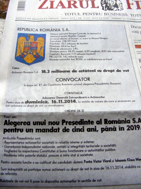 INEDIT. Ziarul Financiar îi convoacă la alegeri pe cei 18,3 milioane de „acţionari” ai României