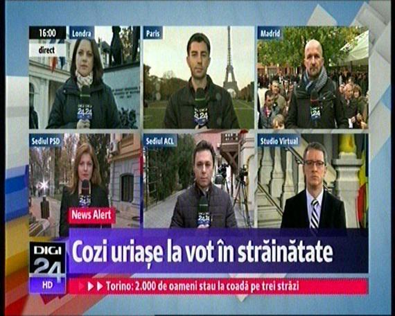 Digi 24, cea mai bună reflectare TV a situaţiei votului din diaspora, cu informaţii şi imagini filmate