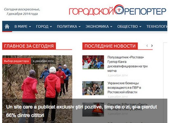 Un site care a publicat exclusiv ştiri pozitive, timp de o zi, şi-a pierdut 66% dintre cititori