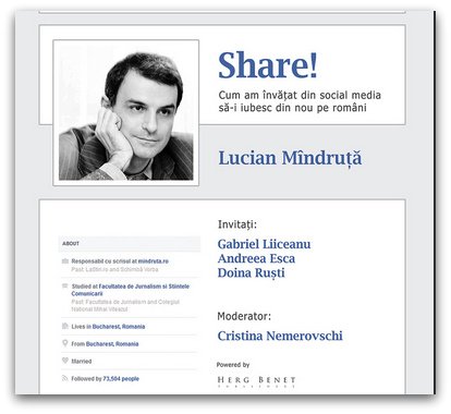 Lucian Mîndruţă lansează astăzi cartea Share