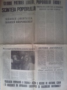 GALERIE FOTO. Presa din perioada Revoluţiei. Scînteia Poporului: "Glorie patriei libere, poporului erou!". "Comunicatul către ţară al Consiliului Frontului Salvării Naţionale"
