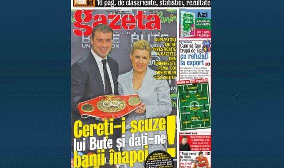 Gazeta Sporturilor, pe prima pagină: „Cereţi-i scuze lui Bute şi daţi-ne banii înapoi”