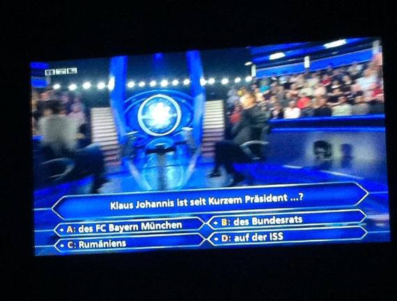 Klaus Iohannis, subiect de întrebare la Vrei să fii milionar? în Germania