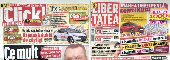 TABLOIDELE, război pe concursuri de dezlipit. Click acuză Libertatea că “uită să dea maşina”. Ringier: îi vom da în judecată. Ambele ziare au acelaşi tip de concurs, în acelaşi timp